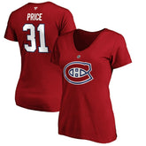 Carey Price Montreal Canadiens Fanatics Women's Authentic Stack Name & Number V-Neck T-Shirt Red