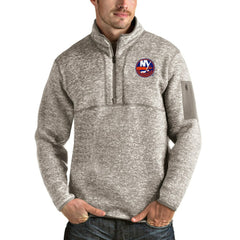 New York Islanders Antigua Fortune Half-Zip Pullover Jacket Oatmeal
