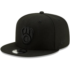 Milwaukee Brewers Black on Black 9FIFTY Snapback Adjustable Hat Black | New Era
