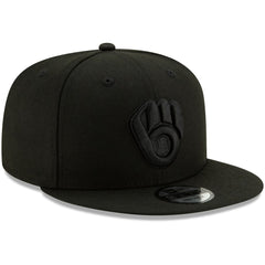 Milwaukee Brewers Black on Black 9FIFTY Snapback Adjustable Hat Black | New Era