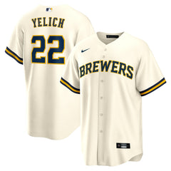 Christian Yelich Milwaukee Brewers Home Replica Player Jersey - Cream