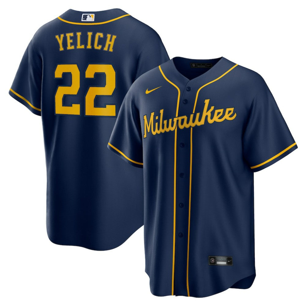 Christian Yelich Milwaukee Brewers Alternate 2 Replica Jersey - Navy