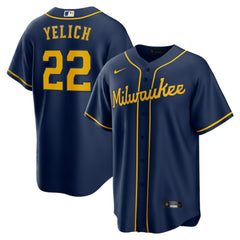 Christian Yelich Milwaukee Brewers Alternate 2 Replica Jersey - Navy