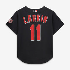Barry Larkin Cincinnati Reds Cooperstown Collection Mesh Batting Practice Button-Up Jersey - Black