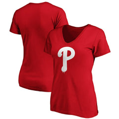 Philadelphia Phillies Women's Core Official Logo V-Neck T-Shirt Red