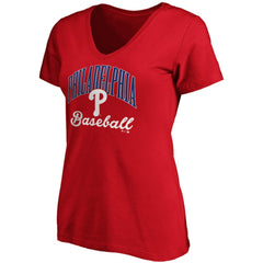 Philadelphia Phillies Women's Victory Script V-Neck T-Shirt Red