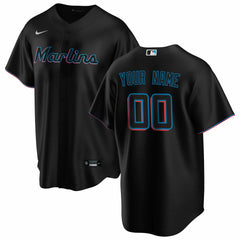 Miami Marlins Alternate Replica Custom Jersey Black | Nike