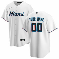 Miami Marlins Home Replica Custom Jersey White | Nike