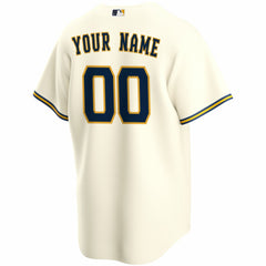 Milwaukee Brewers Home Replica Custom Jersey - Cream