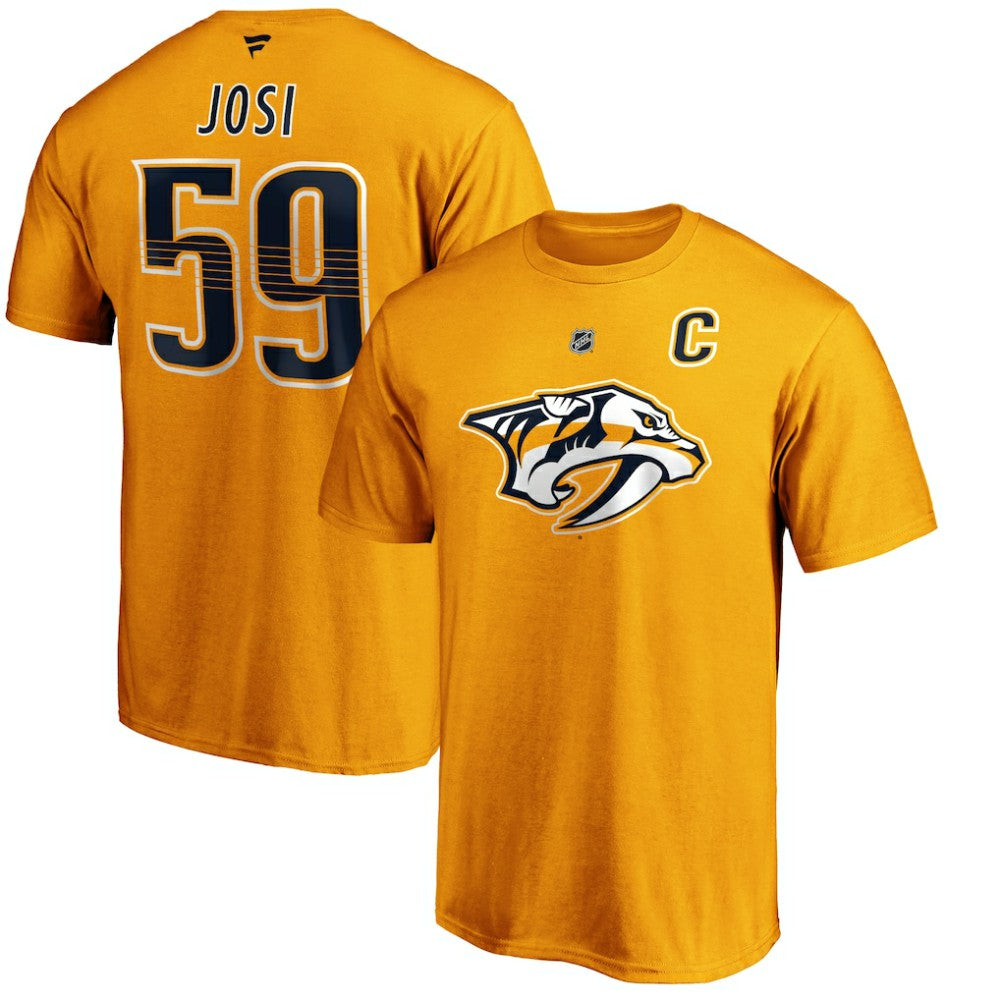 Roman Josi Nashville Predators Fanatics Authentic Stack Player Name & Number T-Shirt Gold