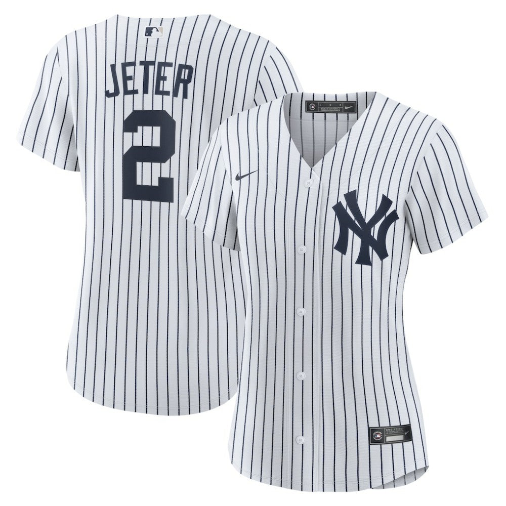 Derek Jeter New York Yankees Women's Home Replica Player Name Jersey - White/Navy