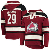 Nathan MacKinnon Colorado Avalanche '47 Player Name & Number Lacer Pullover Hoodie Burgundy