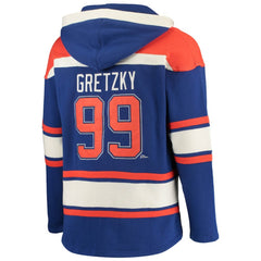 Wayne Gretzky Edmonton Oilers '47 Retired Player Name & Number Lacer Pullover Hoodie Royal