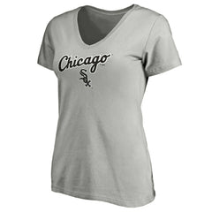 Chicago White Sox Women's Team Logo Lockup V-Neck T-Shirt Heathered Gray
