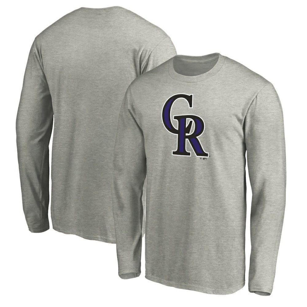 Colorado Rockies Official Team Logo Long Sleeve T-Shirt Heather Gray