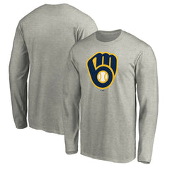 Milwaukee Brewers Official Team Logo Long Sleeve T-Shirt Heather Gray