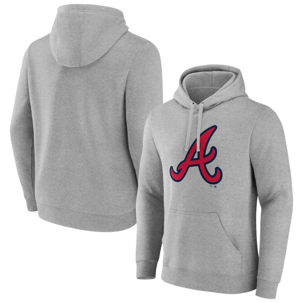 Atlanta Braves Official Logo Fitted Pullover Hoodie Heather Gray