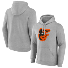 Baltimore Orioles Official Logo Fitted Pullover Hoodie Heather Gray