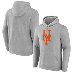 New York Mets Official Logo Fitted Pullover Hoodie Heather Gray