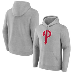 Philadelphia Phillies Official Logo Fitted Pullover Hoodie Heather Gray