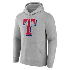 Texas Rangers Official Logo Fitted Pullover Hoodie Heather Gray