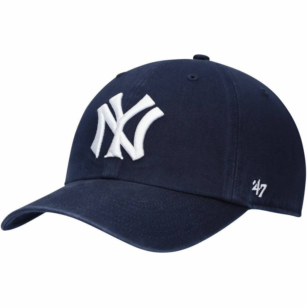 New York Yankees Logo Cooperstown Collection Clean Up Adjustable Hat Navy | 47 brand