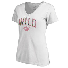 Minnesota Wild Women's Floral Arched V-Neck T-Shirt White