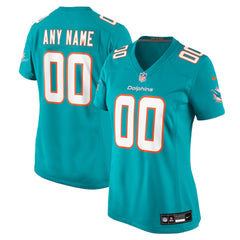 Miami Dolphins Women's Custom Game Jersey - Aqua