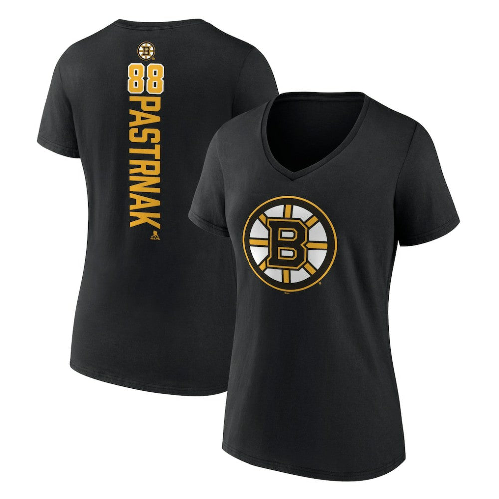 David Pastrnak Boston Bruins Women's Playmaker V-Neck T-Shirt Black