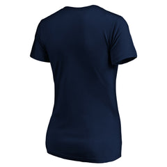 Milwaukee Brewers Logo Women's Banner Wave V-Neck T-Shirt Navy