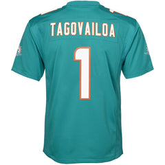 Tua Tagovailoa Miami Dolphins Youth Game Jersey - Aqua
