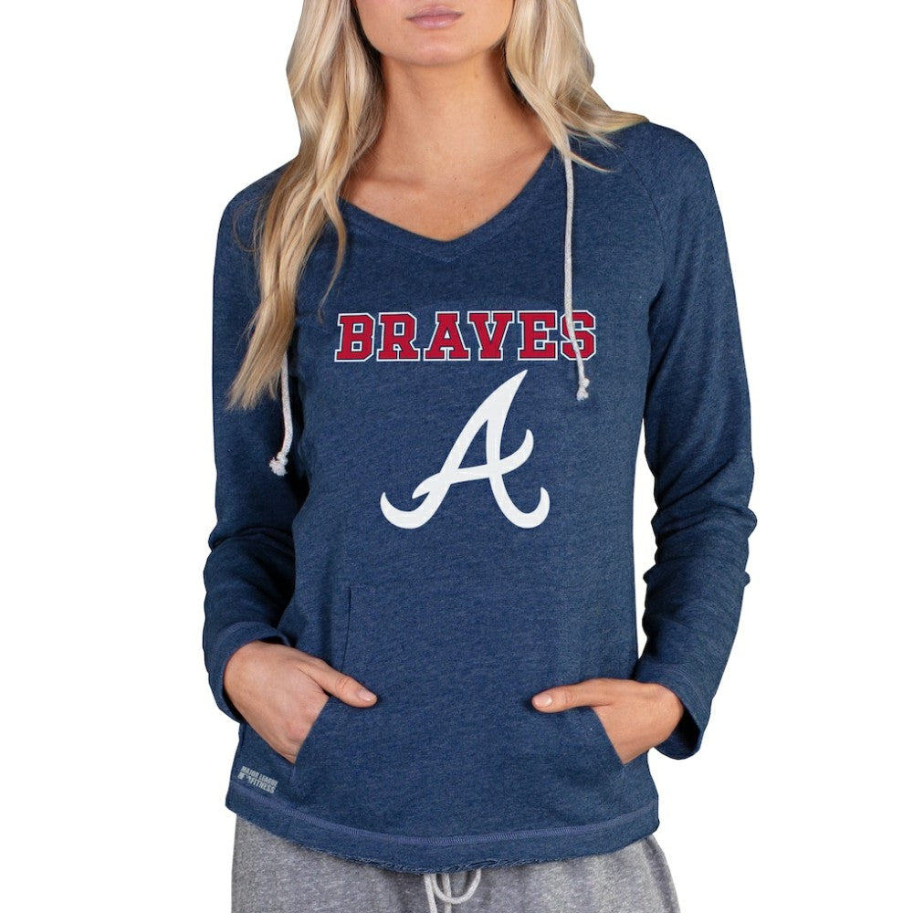Atlanta Braves Concepts Sport Women's Mainstream Terry Long Sleeve Hoodie Top Navy