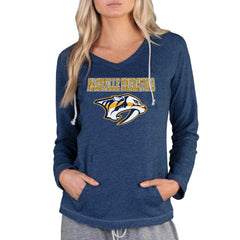 Nashville Predators Concepts Sport Women's Mainstream Terry Tri-Blend Long Sleeve Hooded Top Navy