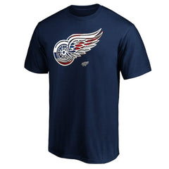Detroit Red Wings Banner Wave Logo T-Shirt Navy