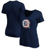 Boston Bruins Women's Banner Wave Logo V-Neck T-Shirt T-Shirt Navy