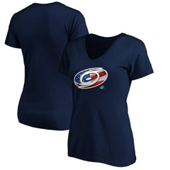 Carolina Hurricanes Women's Banner Wave Logo V-Neck T-Shirt T-Shirt Navy