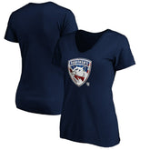 Florida Panthers Women's Banner Wave Logo V-Neck T-Shirt T-Shirt Navy