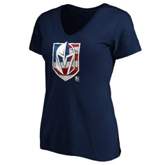 Vegas Golden Knights Women's Banner Wave Logo V-Neck T-Shirt T-Shirt Navy