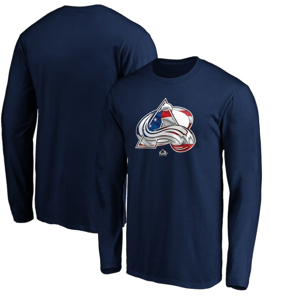 Colorado Avalanche Banner Wave Logo Long Sleeve T-Shirt Navy