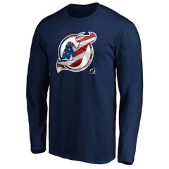 New Jersey Devils Banner Wave Logo Long Sleeve T-Shirt Navy