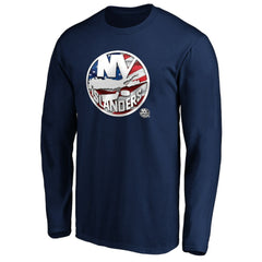 New York Islanders Banner Wave Logo Long Sleeve T-Shirt Navy