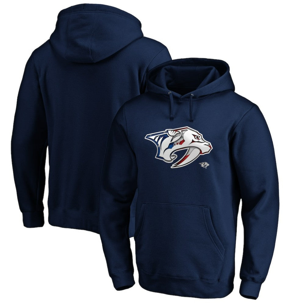 Nashville Predators Banner Wave Logo Pullover Hoodie Navy