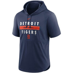 Detroit Tigers Home Team Short Sleeve Hoodie Top Navy | Nike