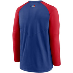 Chicago Cubs Authentic Collection Pregame Performance Raglan Pullover Sweatshirt Royal/Red | Nike