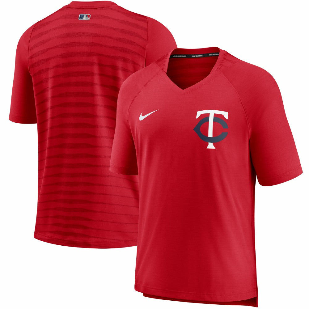Minnesota Twins Authentic Collection Pregame Performance V-Neck T-Shirt Red | Nike