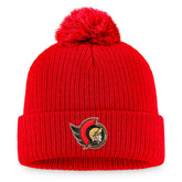 Ottawa Senators Fanatics Core Primary Logo Cuffed Knit Hat with Pom Red