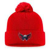 Washington Capitals Fanatics Primary Logo Cuffed Knit Hat with Pom Red