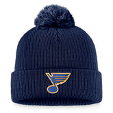 St. Louis Blues Fanatics Primary Logo Cuffed Knit Hat with Pom Navy