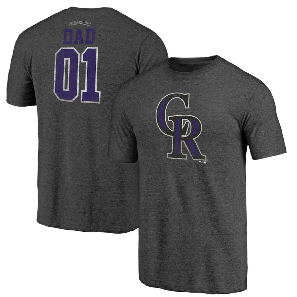 Colorado Rockies Father's Day Greatest Dad Tri-Blend T-Shirt Black