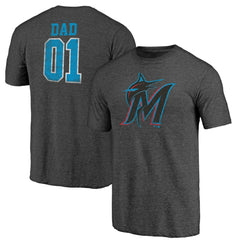 Miami Marlins Father's Day Greatest Dad Tri-Blend T-Shirt Black